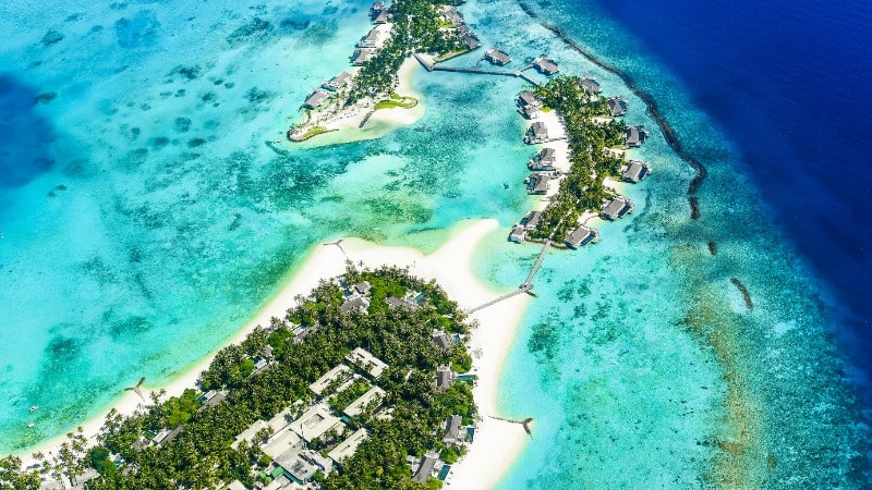 Океан Мальдивы вид сверху